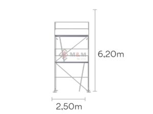 Zestaw rusztowania elewacyjnego 15.5 m² – podest komunikacyjny alusklejka, system 74